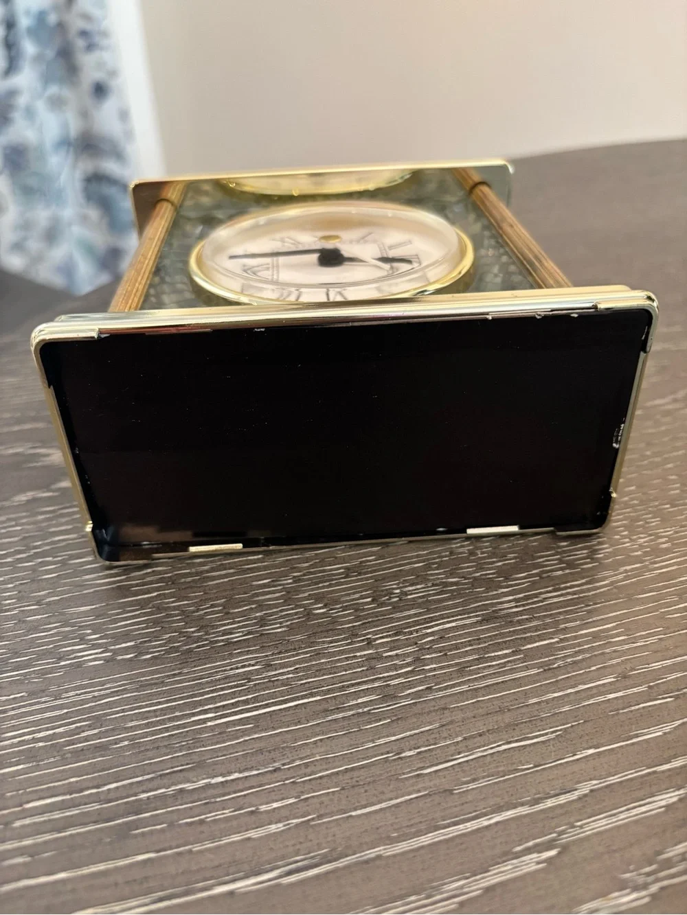 Vintage Paul Sebastian (PS) Quartz Desk Clock Polished Brass/Faceted Crystal